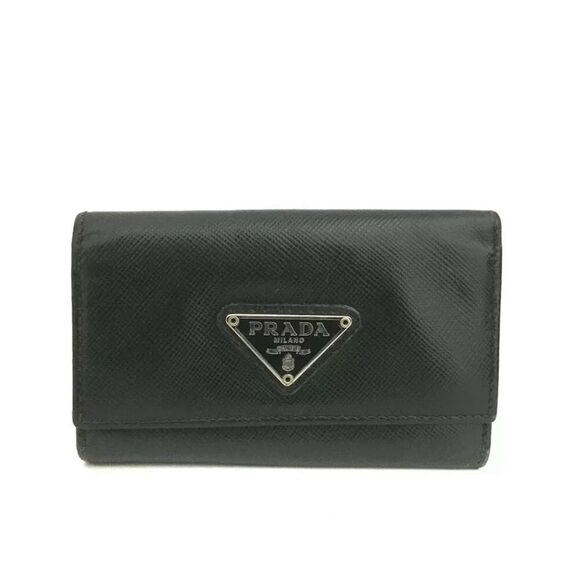 Prada Accessories - Prada Saffiano Leather Black Key Case Unisex